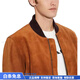 COACH fashionable and versatile trendy color-blocked suede zipper leather jacket for men orange Christmas gift Orange S