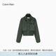 Calvin KleinJeans autumn and winter women's urban casual trend ck classic embroidered logo folded high collar short cotton jacket LLP-Military Green S
