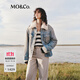 MO&Co. Denim Jacket 2025 Winter New Arrival Cotton Wandering Style Nostalgia White Light Blue Detachable Fur Collar MBE4JKTT03 Denim Blue S /160