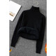 BZOK turtleneck sweater for women, plus velvet and thickened bottoming sweater, all-in-one velvet slimming inner layer, autumn and winter new style pullover inner layer, black S, recommended 80-90