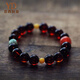 Italy Xidiman Collection Blood Amber Bracelet for Women with Original Mineral Turquoise Pattern Beads Southern Red Spacer Beads Single Circle 10mm