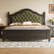 South classical furniture American light luxury retro black 2-meter solid wood bed French mid-century style green soft bag storage master bedroom princess bed single bed 1.5*2 meters