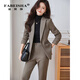Faberza light brown woolen suit for women in autumn and winter thickened temperament goddess style small commuting suit jacket for women light brown suit + pants L