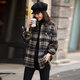 Awakening Paradise Winter Fashion Temperament Versatile Velvet Single-Breasted Thick Plaid Shirt Loose Slim Jacket Navy XL