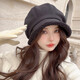 Autumn and winter hats Women's fisherman's hat plus velvet Japanese cold-proof ear protection Internet celebrity basin hat casual lamb hair octagonal beret plus velvet buckskin-----Light coffee One size fits all 55--59 head circumference
