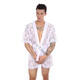 Sm Shameful Thong Thin Men's Lace Pajamas Thong Set Loose Breathable Kimono Bath Black Lace Bathrobe + Thong S