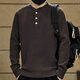 Yilang cool American retro Henry collar solid color sweater men's autumn new loose heavyweight high-end textured sweater for men red coffee L suitable for 130-145Jin Jin equals 0.5 kg