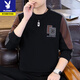 Playboy Spring and Autumn Men's Sweatshirt 2026 New Round Neck Hoodless Embroidered Long Sleeve T-shirt Men's Trendy and Handsome Bottoming Top Spring and Autumn Style-8822 Black High Quality XL Recommended 130-150Jin Jin is equal to 0.5 kg