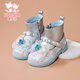 Fuluo Mi Girls Toddler Shoes Winter Sweet and Fashionable Crystal Princess Boots Baby Velvet Anti-Slip Leather Boots Symphony Silver 27