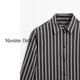 Massimo Dutti Autumn and Winter New Products 2025 Women's Clothing Modern Urban Commuting Style Loose Striped Long-Sleeved Shirt 05184984 Black S (170/88A)