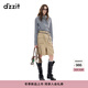 DZZIT Liu Haocun's same style Disu long-sleeved shirt 2025 winter new plaid tie top for women 3J4C4113T dark blue XS