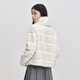 Leding round neck pearl button textured fur coat winter new thickened cute striped short coat with scarf off-white (ready in stock) S