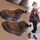 Children's velvet boots and short boots 2025 new autumn and winter girls' middle and older children's Martin trendy British Birkenstock cotton shoes coffee color* flagship version factory craftsmanship 34 yards inner length 20.7CM