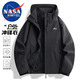 NASA MARVEL jacket men's spring and autumn trendy brand jacket long-sleeved hooded trendy loose sports couple model black XL