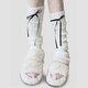 Shiganu long bow knitted socks for women autumn and winter thickened leg warmers black long pile socks jk Japanese socks black socks 40cm + white bow