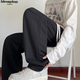 MMOPTOP Drape Straight Casual Pants Men's Autumn and Winter Loose Wide Leg Trendy Casual Sports Sweatpants MXXK101 Black XL