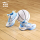 Hongxing Erke (ERKE) children's shoes for boys and girls, dense tennis shoes, children's cushioning strap basketball shoes, microcrystalline white/light oxygen blue 35