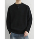 Zhimei high-end cotton Henry collar sweater men's loose long-sleeved pullover sweater with autumn and winter thickened bottoming shirt trendy black M _110Jin Jin is equal to within 0.5 kg