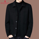 Montagut Double-sided Cashmere Coat Men's Middle-aged Autumn and Winter Short Lapel Jacket Wool Woolen Casual Jacket Black 2XL 185/100A