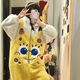 Sunayue SpongeBob SquarePants pajamas, the same style for male and female couples in autumn and winter, one-piece pajamas that can be worn outside, warm and cute home clothes, SpongeBob SquarePants straps style thickened S Height 145-155