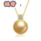 Queshe 13-14mm seawater pearl large particle pendant gold round cubic chromium oxide gold 13-14mm -14mm