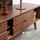 Genji Muyu solid wood sliding door TV cabinet modern simple oak low cabinet Nordic style floor cabinet small apartment living room storage storage cabinet walnut color TV cabinet 2200*320*400 Assembly