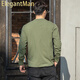 ElegantMan American Retro Henley Long Sleeve T-Shirt Men's 250g Cotton Side Seamless 2025 Winter Henley Collar Bottoming Shirt Green_ 250g Heavy Cotton S _Reference-125Jin Jin is equal to 0.5 kg