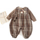 WONST 25 Infants and Toddlers Vintage Plaid Overalls Woolen Suit Autumn and Winter New Baby Plush Jumpsuit Two-piece Set Woolen Brown Plaid 66cm One Size