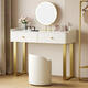 Chugouxiang's new light luxury combination solid wood dressing table, bedside storage cabinet, integrated women's bedroom, modern cream style makeup table, smart mirror - silicone leather - solid wood frame, counter, stool mirror, complete set, length 80cm