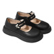 Gunia girls children's leather shoes autumn and winter square mouth breathable soft sole shoes children's campus performance shoes black matte 35