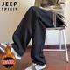 JEEP SPIRIT Jeep texture casual pants men's spring and summer loose straight sports drape sweatpants black plus velvet XL