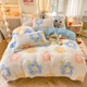 Hongdou Home Textiles Winter Thickened Warm Milk Velvet Bed Four-piece Set Double-sided Velvet Bed Sheets and Quilt Covers Flannel Coral Velvet Bed Sheet Covers Colorful Flower + Baby Blue Velvet Warmth Skin Friendly Anti-static Suitable for 1.2m Bed Sheets - Quilt Cover 150*200cm