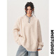 QGF design Henry collar sweater sweater for women and men in autumn and winter retro niche loose pullover sweater couple cardigan green M recommended 90-110Jin Jin equals 0.5 kg