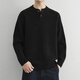 Zhimei high-end cotton Henry collar sweater men's loose long-sleeved pullover sweater with autumn and winter thickened bottoming shirt trendy black M _110Jin Jin is equal to within 0.5 kg