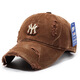 XTMY Korean style ripped baseball cap MY versatile couple hat women's ins embroidered letters casual fashion sunshade duck brown adjustable