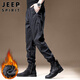JEEP SPIRIT Jeep Velvet Men's Casual Pants Winter Large Size Charge Leg Sports Workwear Pants Black Velvet XL