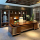 Aesthetic school new Chinese style solid wood boss desk desk North American black walnut executive desk president office manager supervisor desk and chair size customization (contact customer service)