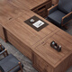 Solid wood boss desk, new Chinese style office desk, background cabinet, high-end president chairman's office, Xiangyun atmosphere desk, customization\color plate, contact customer service