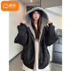 Cotton mountain sculpture hooded cotton jacket for women in winter new style plus velvet thickened warm jacket cotton coat down jacket down jacket M6047 apricot color high quality L 100-120Jin Jin is equal to 0.5 kg