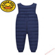 G.DUCKKIDS children's down cotton overalls for infants and toddlers, winter thickened cotton pants for boys and girls, open-fit velvet pants, pink, bear style, 90 cm, recommended height 80-90cm