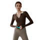Elegant Yoga Wear Women's Autumn and Winter Sports Top Long Sleeve Running Fitness Pilates Training Set Coconut Brown L