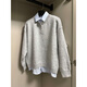 Xiaotu Daren American Henry Collar Sweater Men's Autumn and Winter Lazy High-Quality Knitwear High Street Trendy Versatile Warm Top Light Gray XL