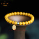La Yun Feiyin original stone amber beeswax bracelet for women's birth year gift chicken oil yellow bracelet for girlfriend, wife, mother, birth Buddha heart mantra (rabbit) bead sutra 8mm