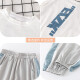 McTicco Boy Suit Summer Camiseta para niños de moda Ropa para niños de moda deportes informales de verano y gran niño moderno a la moda 9767 negro + 5725 gradiente [traje de seda de hielo] 170 tamaño (160-170cm)