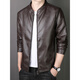 ARMANI EXCHANGE Armani genuine leather jacket men's spring and autumn stand-up collar loose leather business casual leather jacket trendy youth machine black (8802) plus velvet 5XL (180-200Jin Jin is equal to 0.5 kg)