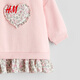 H&M2026 Spring New Children's Clothing Baby Girl Applique Sweater Fabric Dress 1315461 Light Pink/Heart Shape 90 90/52 | 1.5-2Y