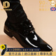 NEWMDER International Brand Luxury Men's Leather Shoes Men's Pointed Toe Bright Leather Business Casual Formal Breathable Inner Height Leather Shoes High-end Black Inner Height (Ready Stock) 41