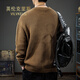 VILVKELIS British Chris-style Henry collar sweater for men in autumn loose large size with long-sleeved American retro casual sweater Khaki M _Suitable weight 105-115Jin Jin equals 0.5 kg