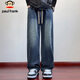 Paul Frank Jeans Men's Autumn American Scimitar Pants Men's Loose Casual Pants Men's Pants Wide Leg Pants Gray Blue XL