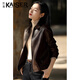 KAISER Kaiser Leather Jacket Women's Genuine Leather Lapel Waist Lambskin Single Leather Jacket Autumn Leather Jacket Women's Brown M